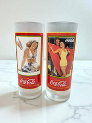 2 verres pin-up coca cola rétro