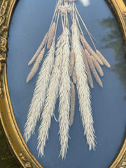 Cadre ovale doré herbier blés