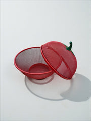 Corbeille à fruits métallique rouge