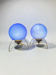 Duo de lampes champignons Honsel Leuchten années 90 verre Murano
