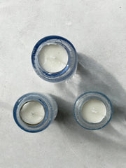 Trio de bougeoirs en verre craquelé