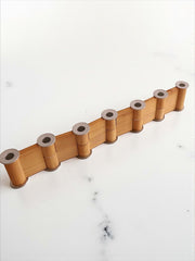 Bougeoir zig zag modulable vintage bois et metal chromé