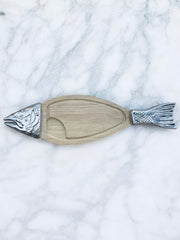 Planche à découper ou à service poisson métal et bois