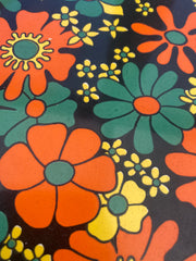 Planche fleurie seventies céramique bois apéro ou fromage