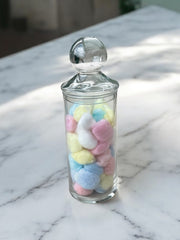 Grand pot en verre soufflé, rangement à salle de bain ou bonbonnière