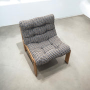 Fauteuil tissu graphique esprit scandinave en pin années 80