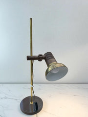 Grande lampe de bureau Veneta Lumi laiton et brun