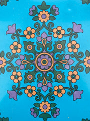 Plateau bleu motif floral Pat Albeck, 1960
