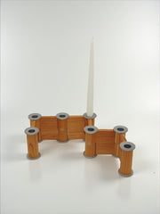 Bougeoir zig zag modulable vintage bois et metal chromé