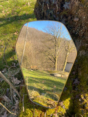 Miroir vintage années 50, cadre en laiton