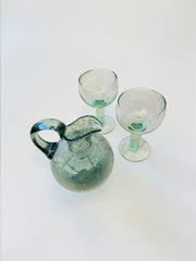 Carafe et verres verreries Biot en verre soufflé années 60-70