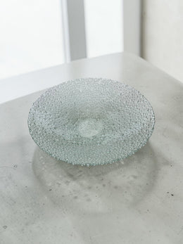 Grande corbeille à fruits ou centre de table en verre « gouttes de pluie » Pavel Panek