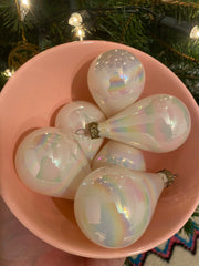 Six très anciennes boules de Noël vintage irisées en verre