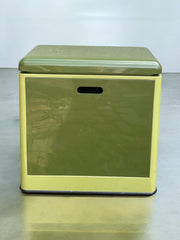 Tabouret ou bac à linge en plastique vert olive avec rangement, Space Age 1970