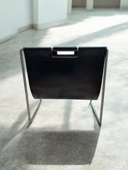 Porte-revues cuir noir iconique Brabantia années 70