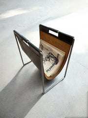 Porte-revues cuir noir iconique Brabantia années 70