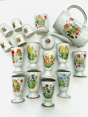 Ensemble de tasses Mazagrans en grès fleuries