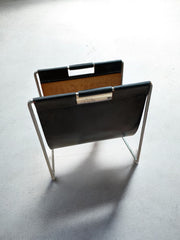 Porte-revues cuir noir iconique Brabantia années 70