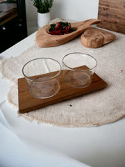 Plateau à fromages teck et plateau à condiments