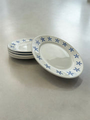 Assiettes céramique motif floral bleu