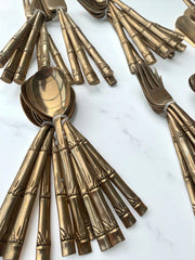 Ménagère 117 pièces en laiton imitation bambou, années 60