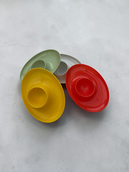 4 coquetiers colorés années 70