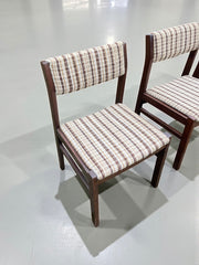 4 Chaises vintage en bois et tweed goût Baumann