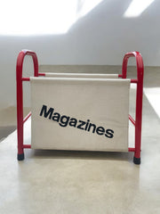 Porte magazines rouge et beige rétro