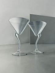 6 verres à cocktail pied zig zag