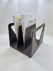 Range disques ou livres suédois, marque Esselte « Standy », marron, années 70