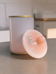 Pot en opaline rose poudré de Murano