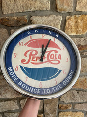 Grande ancienne horloge murale publicitaire Pepsi