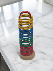 4 coquetiers ressort en metal colorés style Memphis