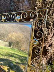 Miroir rectangulaire en métal doré thème végétal