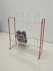 Porte chaussures/vinyles Tomado en metal orange et blanc