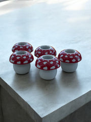 Porte bougie champignons porcelaine