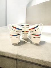 Ensemble de 6 tasses wellco Krefeld style Memphis en céramique