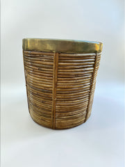 Corbeille en rotin laiton