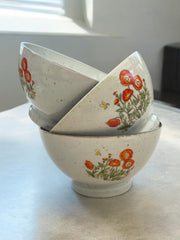 3 grands bols coquelicot