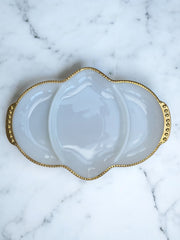 Plat apéro ou de service opaline bord doré