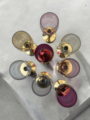 Ensemble de 8 verres à pied doré Arlequin