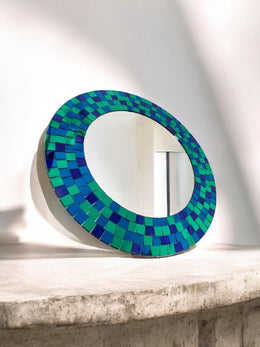 Miroir mosaïque bleu et vert