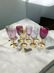 Ensemble de 8 verres à pied doré Arlequin