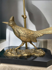 Majestueuse ancienne lampe oiseau en laiton