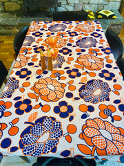 Nappe seventies orange et bleue