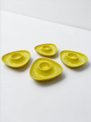 4 coquetiers jaunes triangulaires années 70