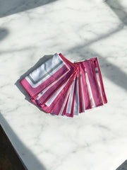 Lot de 11 serviettes de table en tissu rose et blanc