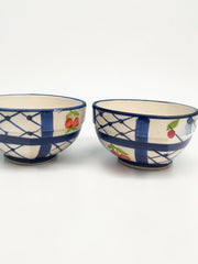 2 bols cerises bleus en céramique