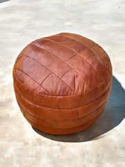 Pouf patchwork années 70 cognac