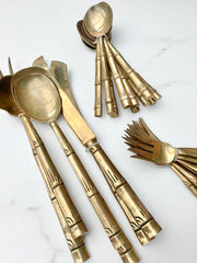 Ménagère 117 pièces en laiton imitation bambou, années 60